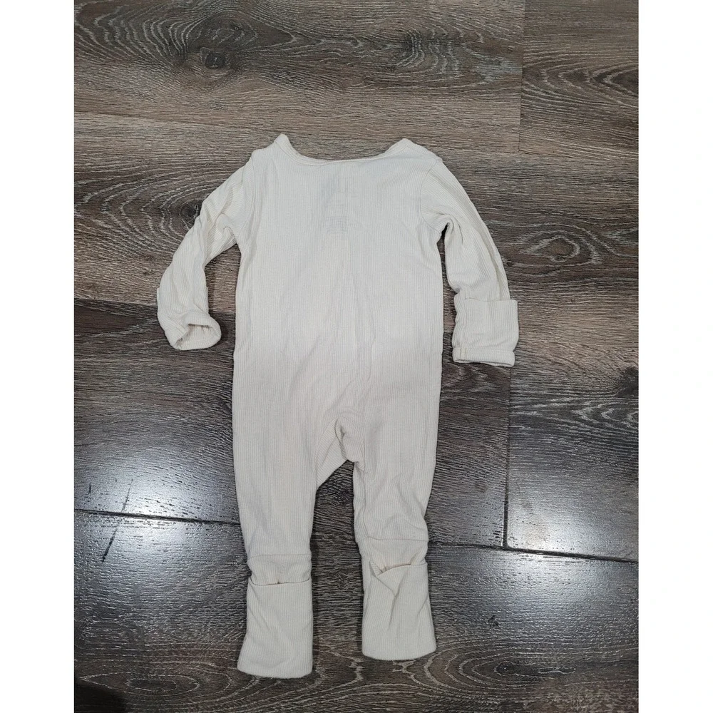 Scanif Baby Bamboo Ribber Cream Zipper Pajama One Piece‎ size 3-6 months #5